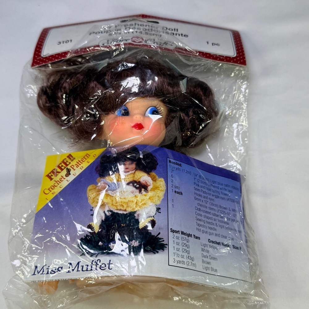 Fibre Craft Air‎ Freshener Doll 3101 Miss Muffet Crochet Pattern Vintage 5.75 in